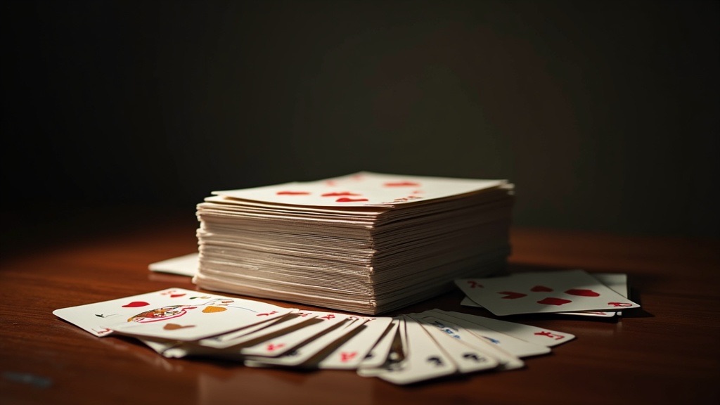 A house of cards built from manifesto pages, delicately balanced and ready to topple