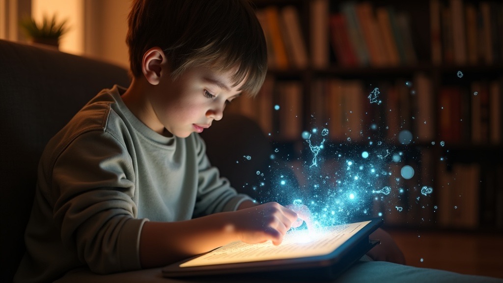 A student looking at a tablet that reflects their learning habits and patterns